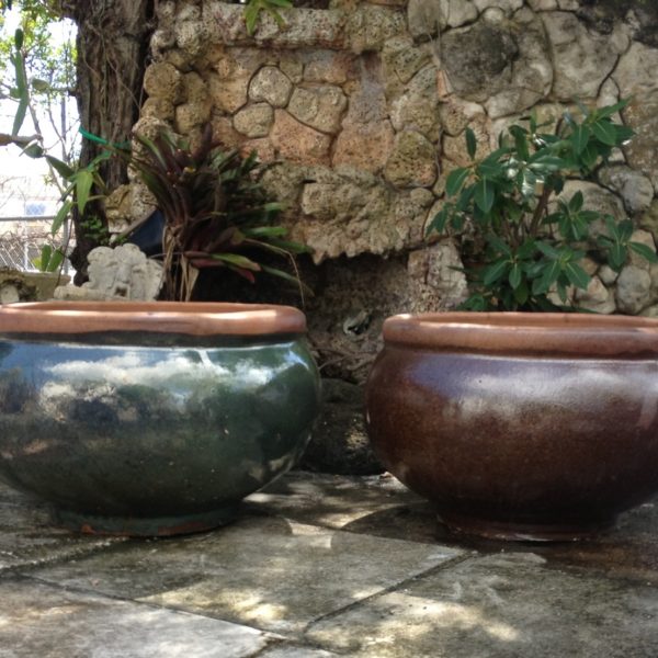 Rustic Glazed Ceramic Bowl Planter / No.9468 Urban Stoneworks
